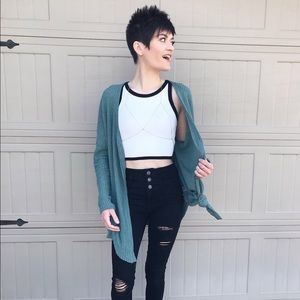 Teal Waffle Cardigan